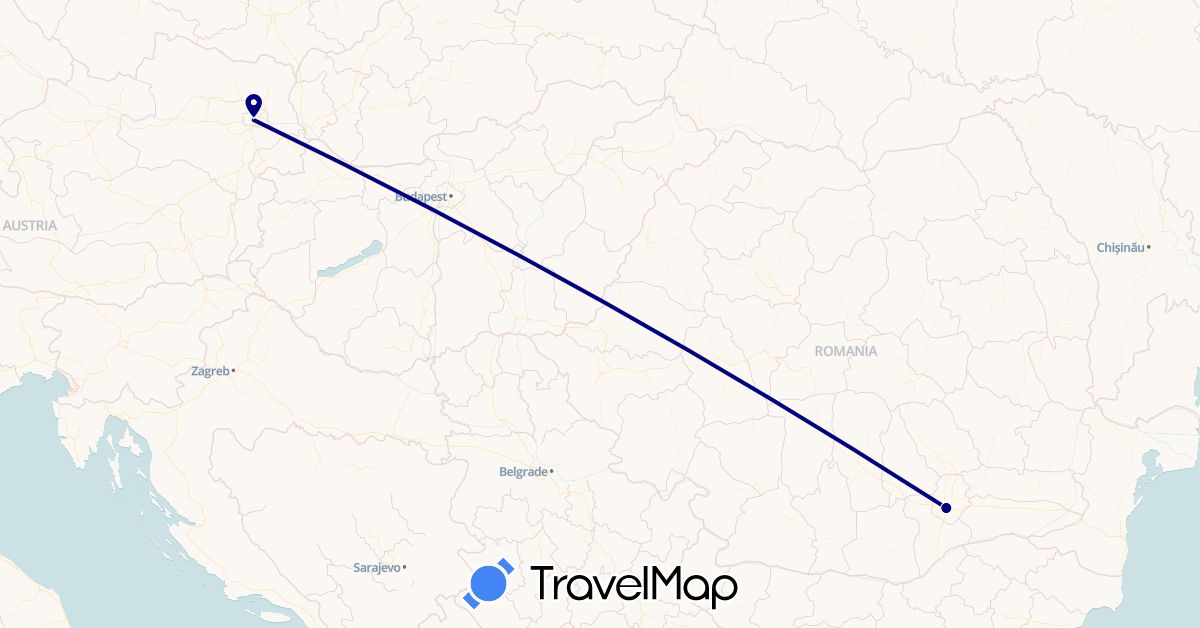 TravelMap itinerary: driving in Austria, Romania (Europe)